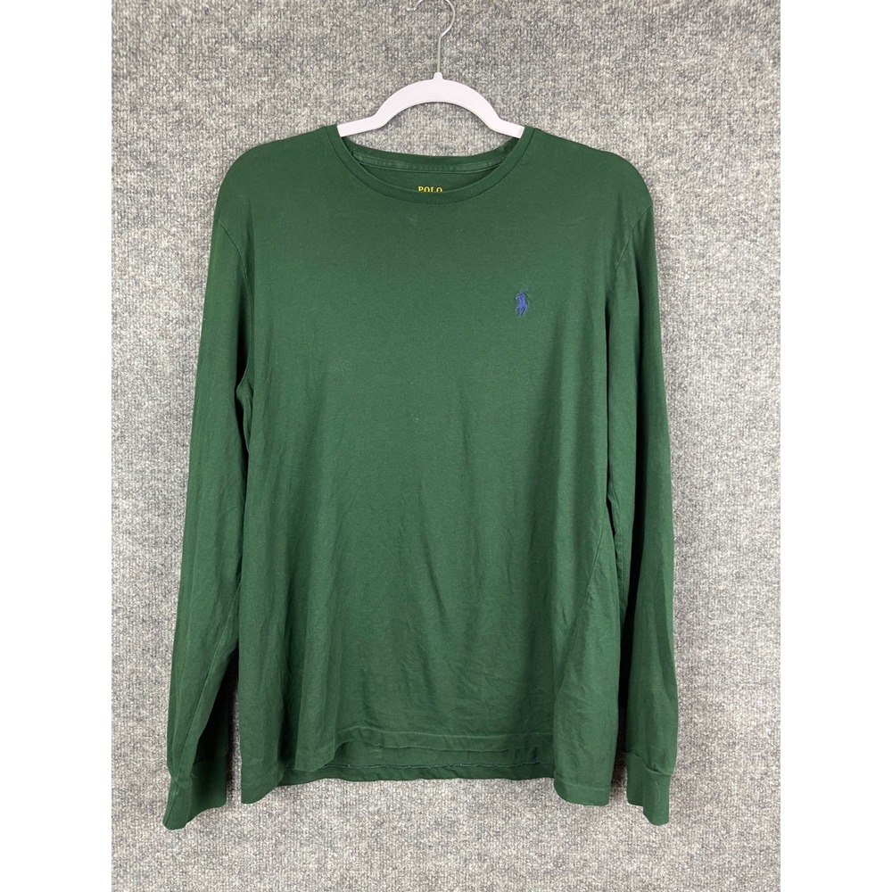 Polo Ralph Lauren T-Shirt Womens Medium Green Good Long Sleeve Pony Logo